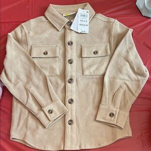 Tan Button-Up Shirt Jacket XS